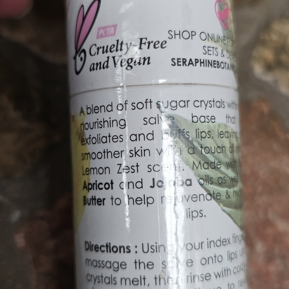 New Seraphine Botanicals Sugar + Lemon Moisturizing Lip Scrub - Picture 4 of 7